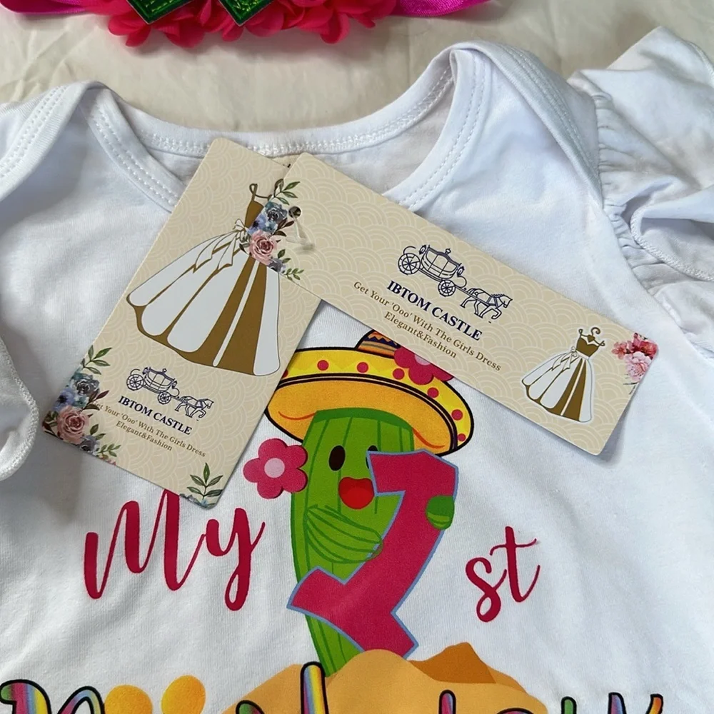 NEW WITH TAGS!! Bundle of baby girl my 1st birthday outfits. Two cactus onesies
